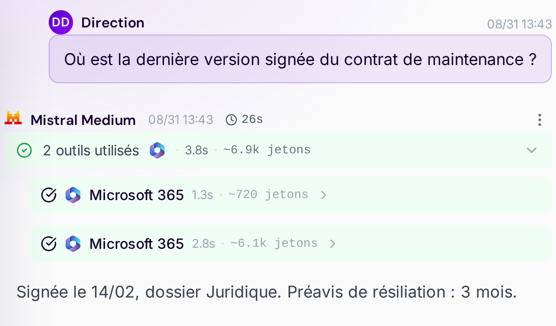 Une question sur la version signée d’un contrat et une réponse fondée sur Microsoft 365.